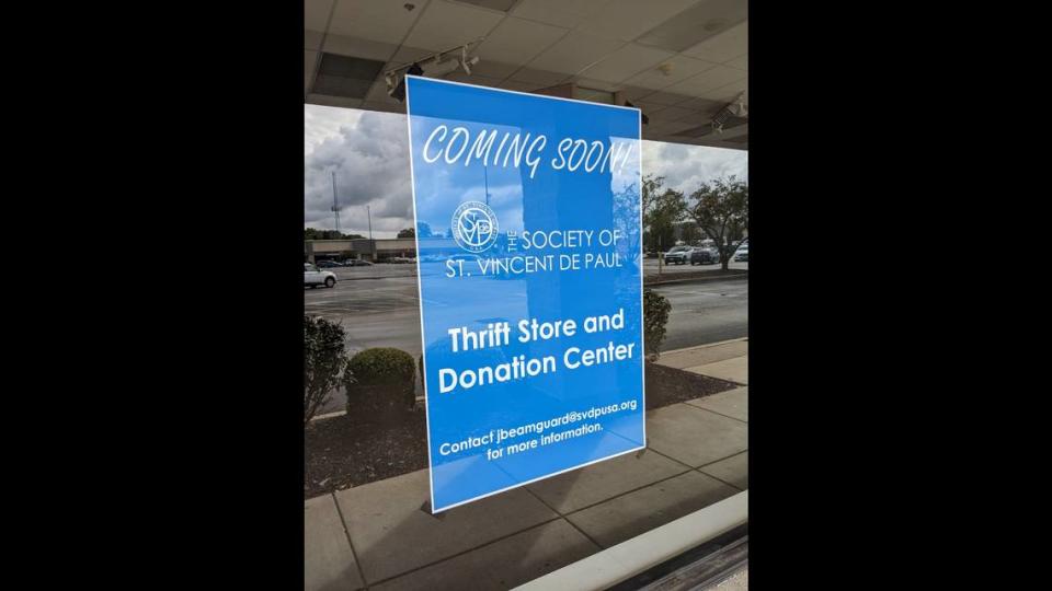 Signage for The Society of St. Vincent de Paul Thrift Store and Donation Center in Fairview Heights