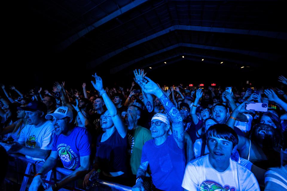 Fans cheer as 311 performs at the Horizon Events Center on Tuesday, Sept. 19, 2023, in Clive.