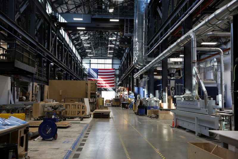 Workers at Bednark produce medical face shields, as the demand for their production rapidly increased