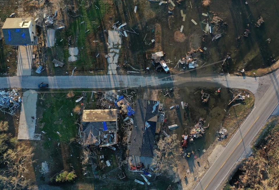 Hurricane Delta swept through an already-ravaged area which had been hit by Hurricane Laura six weeks agoGetty Images