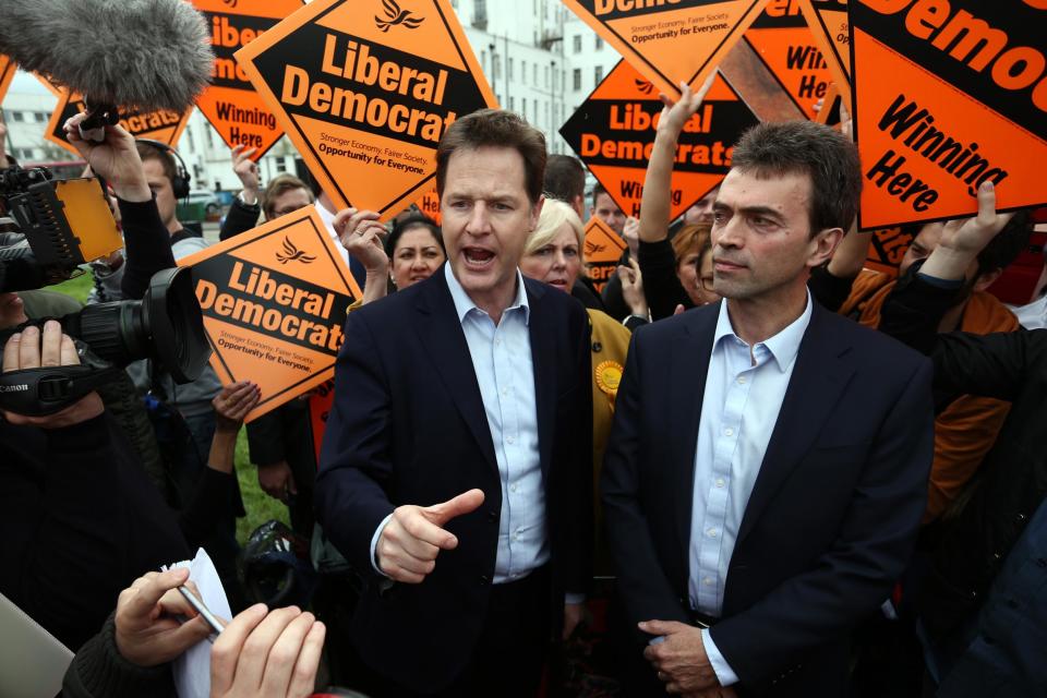 Tom Brake (R) campaigning with former Liberal Democrat leader Nick Clegg: Carl Court/Getty Images