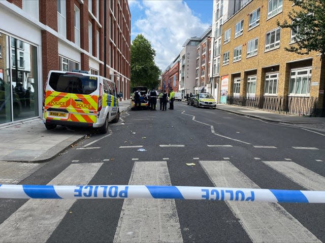 Police tape cordoning off a street near Emslie Horniman’s Pleasance Park, near Ladbroke Grove