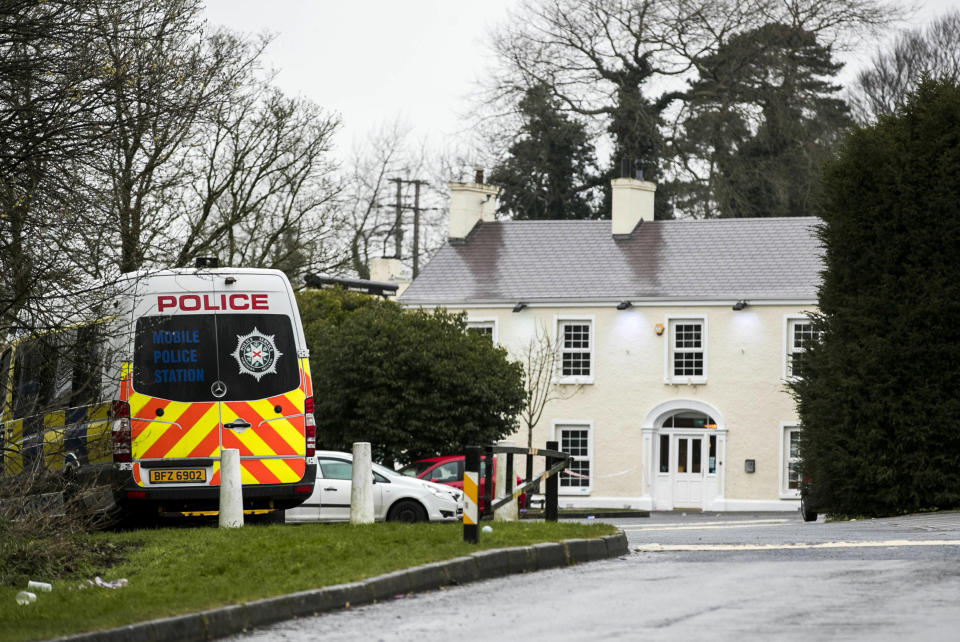 Witnesses say hundreds of people stormed the Greenvale Hotel in Northern Ireland, killing three teens. Source: AP