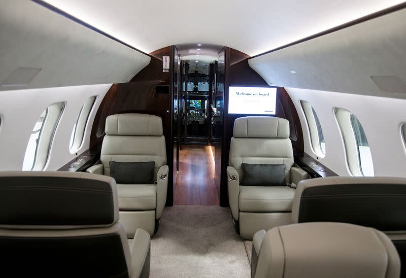 FILE PHOTO: An interior view of Bombardier's Global 7500, the first business jet to have a queen-sized bed and hot shower, is shown during a media tour in Montreal