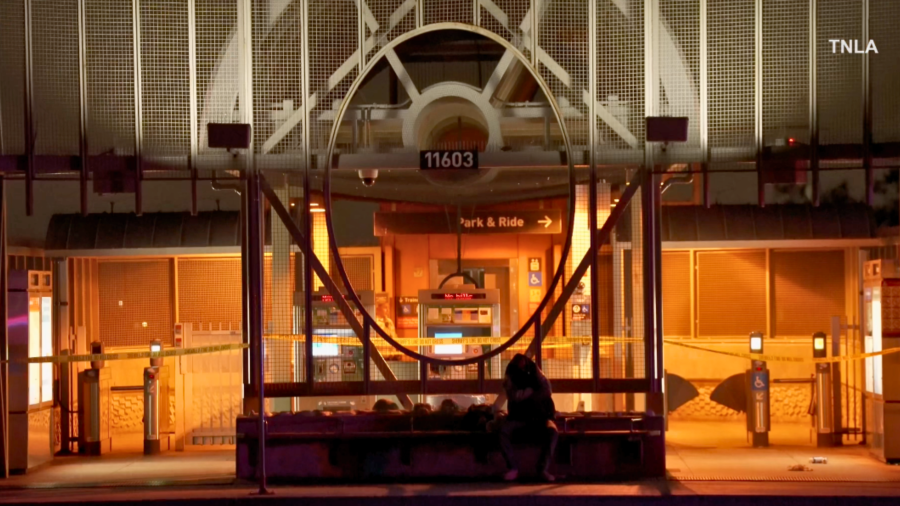 Deputies investigate a stabbing on a Metro station in Athens on May 13, 2024.