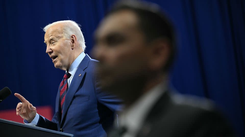 President Joe Biden speaks about his Investing in America agenda at the Wilmington Convention Center in Wilmington, North Carolina, on May 2, 2024. - Mandel Ngan/AFP/Getty Images