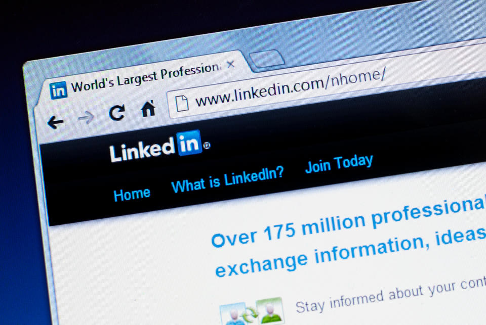 Linkedin website on a computer screen. Linkedin is the World's Largest Professional Network.