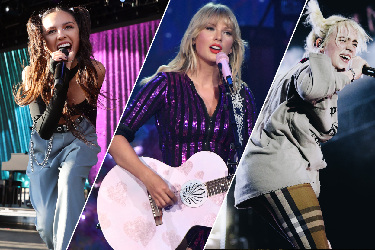 Olivia Rodrigo, Taylor Swift and Billie Eilish are widely known for writing music that captures the love and heartache we experience in adolescence. (Getty Images) 