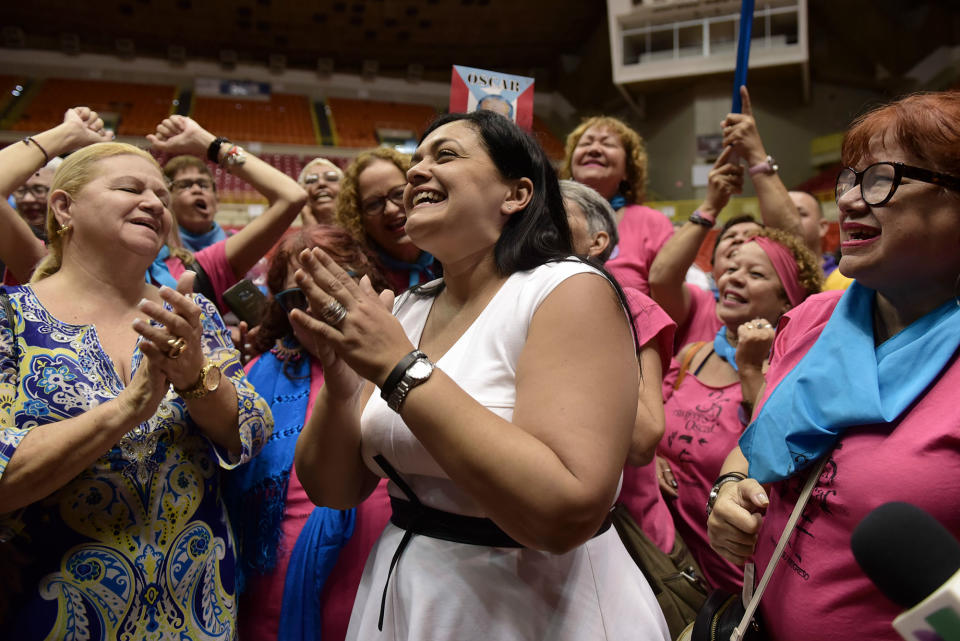 Supporters celebrate Oscar Lopez Rivera’s sentence commutation