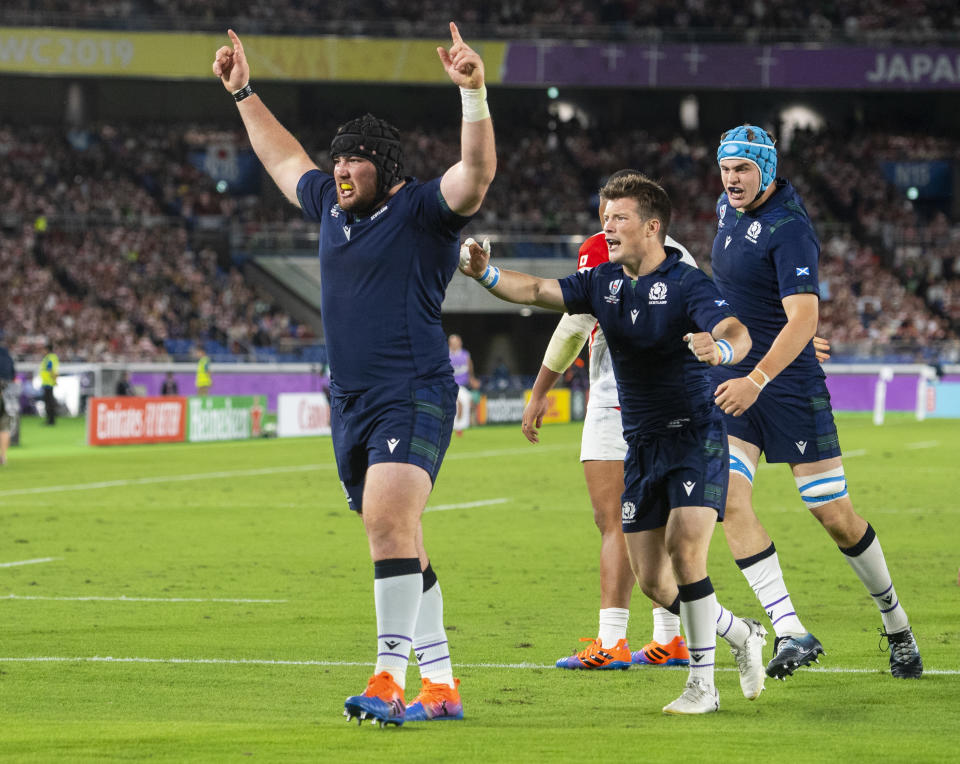 Zander Fagerson's try gave Scotland hope.  (Photo by Gary Hutchison/ SNS Group)