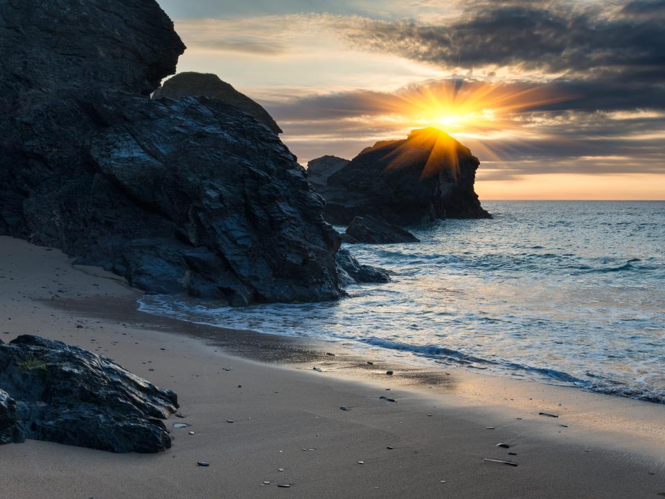 Porthcothan cornwall UK destroyed archway