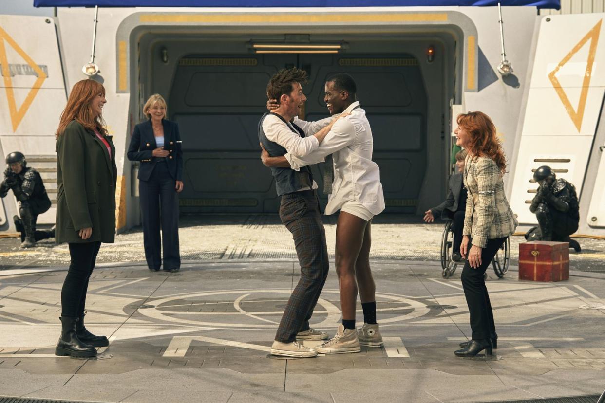 catherine tate, ncuti gatwa, david tennant, bonnie langford, doctor who 60th anniversary special the giggle