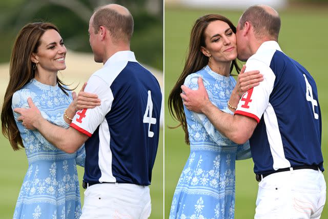 <p>Karwai Tang/WireImageSamir Hussein/WireImage</p> Kate Middleton and Prince William embrace at the Royal Charity Polo Cup in July 2023.