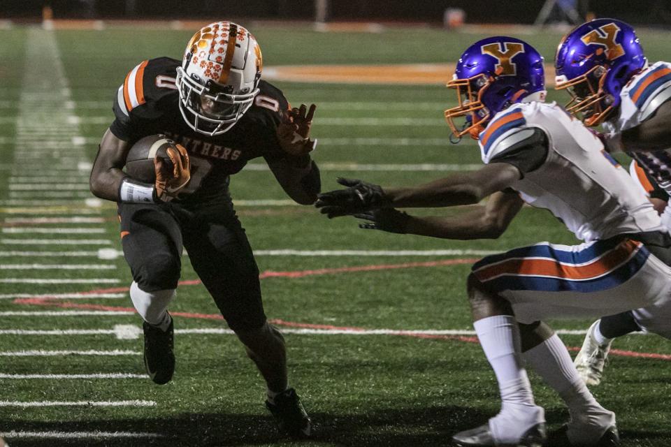 Central York's Juelz Goff rushed for over 1,600 yards as a junior. Here, he scores a touchdown in a 51-44 win over York High in the District 3 quarterfinals.