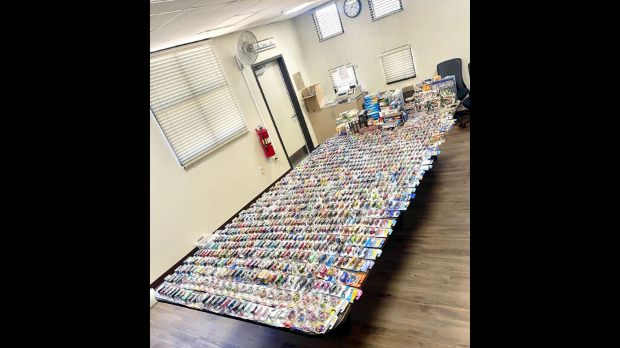 Over $15,000 worth of stolen toys and merchandise was discovered at the suspect's Adelanto home on August 6, 2024. (San Bernardino County Sheriff’s Department)