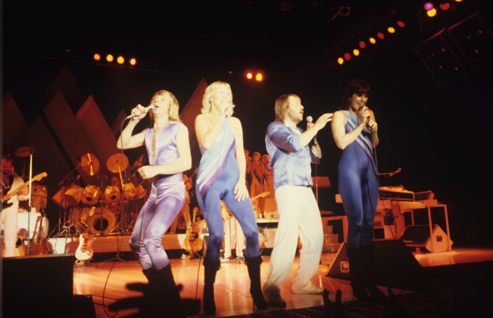 Abba perform at Wembley Arena in London in November 1979.