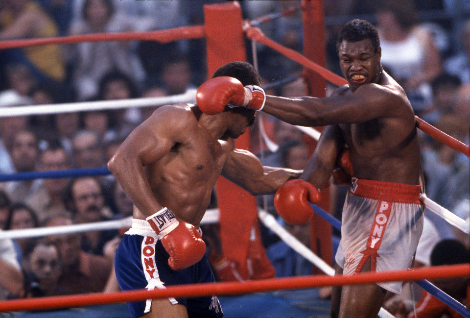 Paradise, NV - 1978: (L-R) Ken Norton, Larry Holmes boxing at Caesars Palace, June 9, 1978. (Photo by Disney General Entertainment Content via Getty Images)