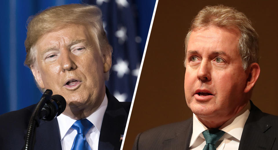 U.S. President Donald Trump and Kim Darroch, the United Kingdom's ambassador to the United States. (Photos: Tomohiro Ohsumi/Getty Images, Niall Carson/PA Images via Getty Images)