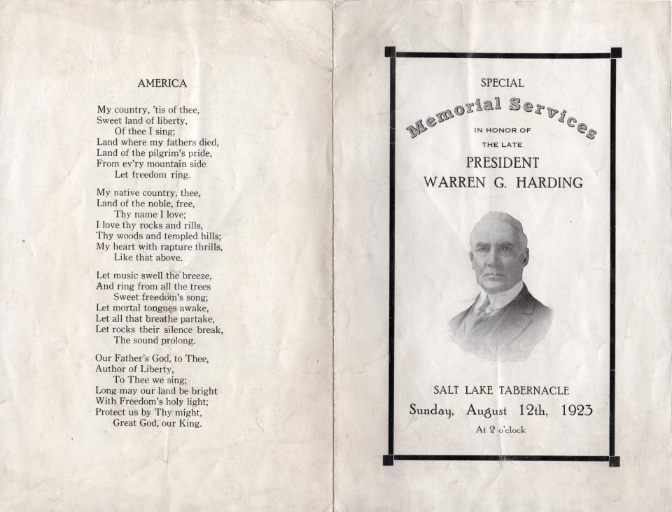 Memorial service program for President Warren G. Harding on Aug. 12, 1923. | Ron Fox