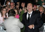 NEWPORT, UNITED KINGDOM - AUGUST 26: Ronnie Corbett and Bradley Walsh arrive at the Gala Dinner on the first day of the Northern Rock All Star Cup at the Celtic Manor Resort on August 26, 2006 in Newport, Wales. (Photo by Chris Jackson/Getty Images)