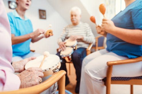   <span class="attribution"><a class="link " href="https://www.shutterstock.com/image-photo/seniors-nursing-home-making-music-rhythm-1513123493" rel="nofollow noopener" target="_blank" data-ylk="slk:Kzenon/Shutterstock;elm:context_link;itc:0;sec:content-canvas">Kzenon/Shutterstock</a></span>