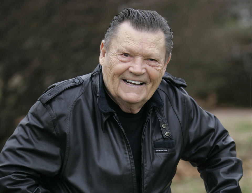 FILE - Grand Ole Opry singer Stonewall Jackson smiles in Nashville, Tenn., on Jan. 11, 2007. Jackson, who sang on the Grand Ole Opry for more than 50 years and had No. 1 hits with "Waterloo" and others, died Saturday, Dec. 4, 2021, after a long battle with vascular dementia. He was 89. (AP Photo/Mark Humphrey, File)