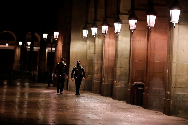 First day of the night-time curfew set as part of a state of emergency in an effort to control the outbreak of the coronavirus disease (COVID-19) in Barcelona