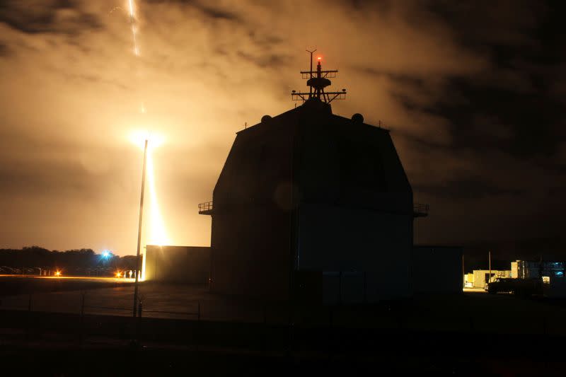 FILE PHOTO: Intercept flight test of a land-based Aegis Ballistic Missile in Kauai, Hawaii