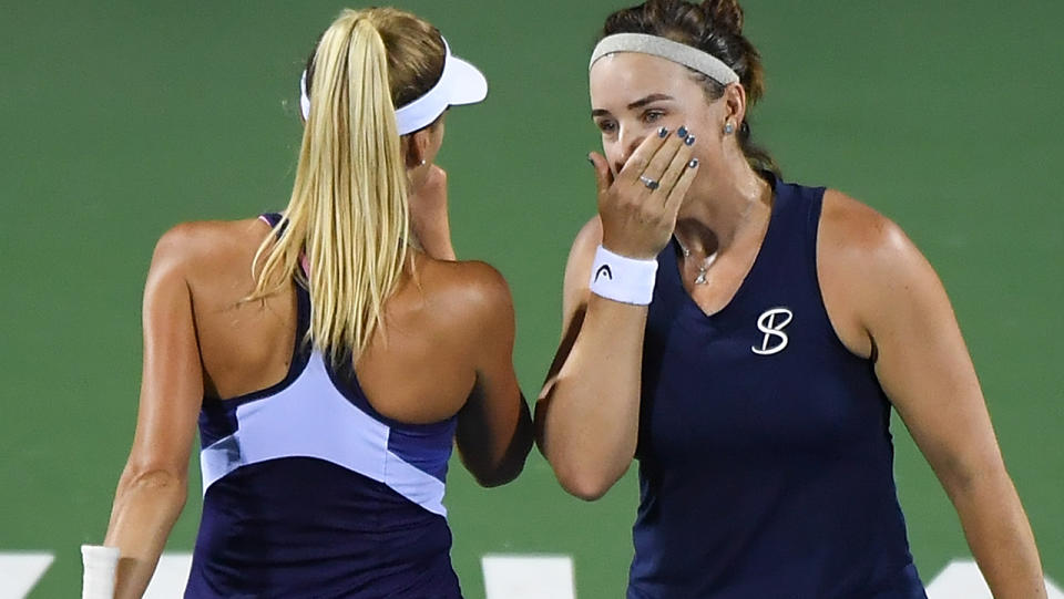 Nadiia Kichenok and Abigail Spears, pictured here at the Wuhan Open in September.