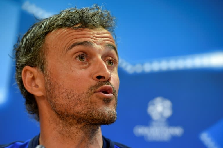 Barcelona head coach Luis Enrique pictured during a press conference at the Joan Gamper Sports Center near Barcelona on April 18, 2017, ahead of their Champions League quarter-final second leg against Juventus