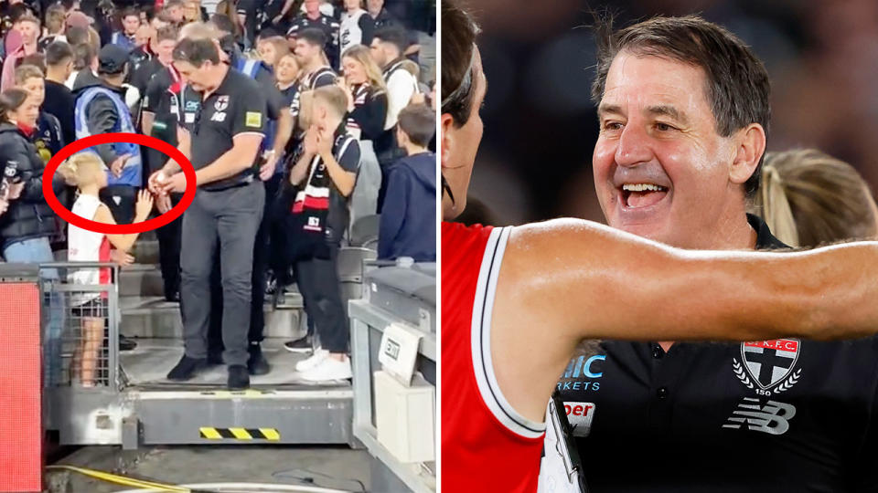 AFL fans are adamant St Kilda coach Ross Lyon is a more relaxed version of the man who last coached in 2019. Pic: St Kilda/Getty