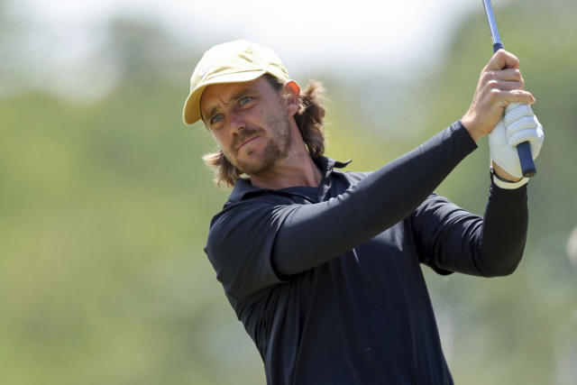 Tommy Fleetwood tees off on the second hole during the final round of the Valspar Championship golf tournament Sunday, March 19, 2023, at Innisbrook in Palm Harbor, Fla. (AP Photo/Mike Carlson)