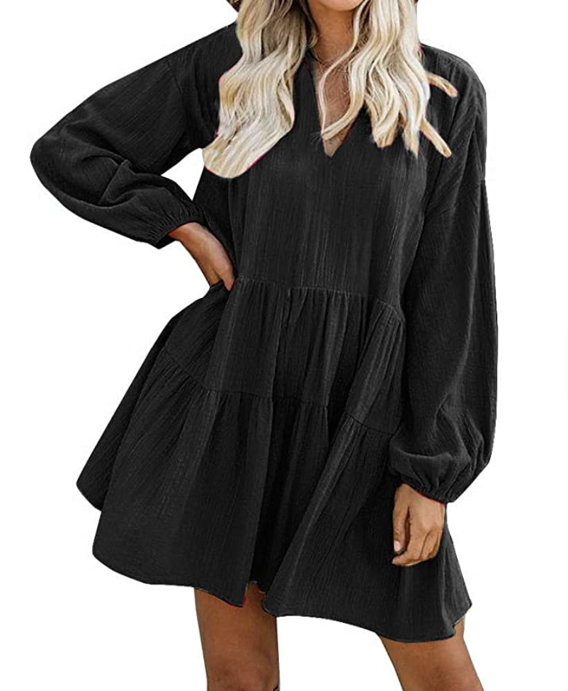 FANCYINN Shift Dress in Black Long Sleeve (Photo via Amazon)