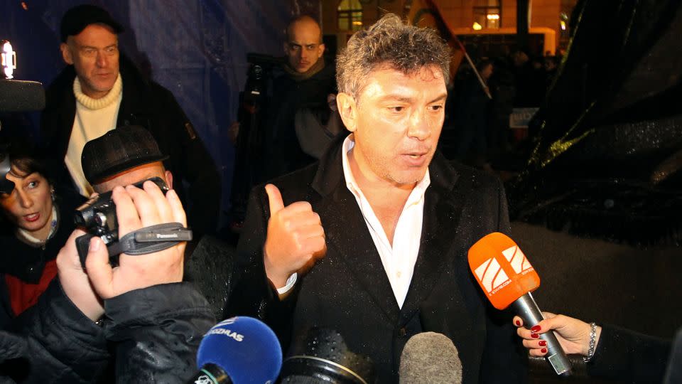 Russian opposition leader Boris Nemtsov speaks with journalists in 2011.  - AFP/Getty Images