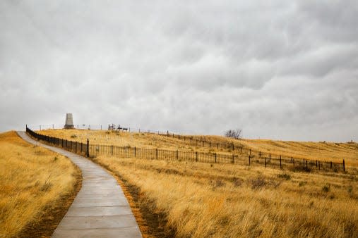 Last Stand Hill at Little Bighorn Battlefield  National Monument in Montana, USA.