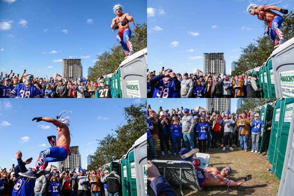 <p>Buffalo Bills fans tailgate during the AFC Wild Card game between the Buffalo Bills and the Jacksonville Jaguars on January 7, 2018 at EverBank Field in Jacksonville, Fl. (Photo by David Rosenblum/Icon Sportswire via Getty Images) </p>