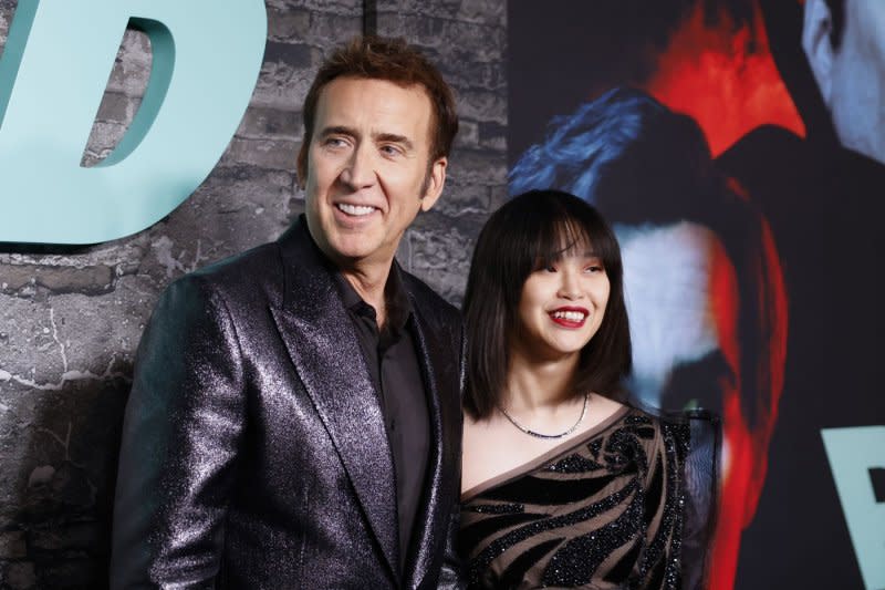 Nicolas Cage (L) and Riko Shibata attend the New York premiere of "Renfield" in March. File Photo by John Angelillo/UPI