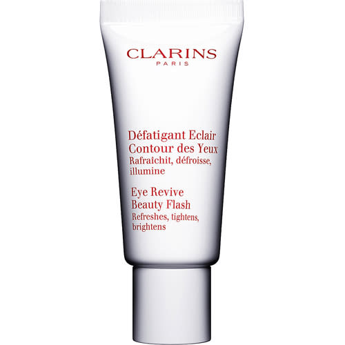 <b>Eye Revive Beauty Flash by Clarins, £28</b><br><br>This is an instant brightener and soother for the eye area. It smooths, lifts and tightens the skin giving you a refreshed and youthful glow even mid-week and mid-afternoon.<br><br><a href="http://www.johnlewis.com/48716/Product.aspx?s_pccid=pc_gs__&" rel="nofollow noopener" target="_blank" data-ylk="slk:Available from John Lewis.;elm:context_link;itc:0;sec:content-canvas" class="link ">Available from John Lewis.</a>