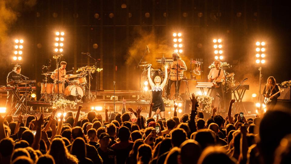 Maggie Rogers performs at the Riverside Theater in Milwaukee on Sunday, Feb. 19, 2023.