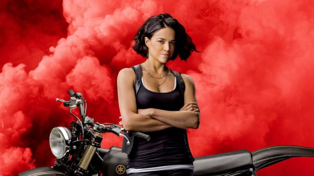 Michelle Rodriguez in poster art for 'Fast & Furious 9'. (Credit: Universal)
