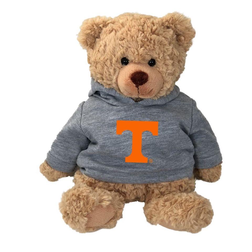 A plush bear wearing Tennessee Volunteers merch sold at Alumni Hall.