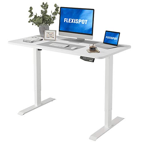 Flexispot EN1 Electric Stand Up Desk Workstation with 48 x 30 Inches Whole-Piece Desktop Ergono…