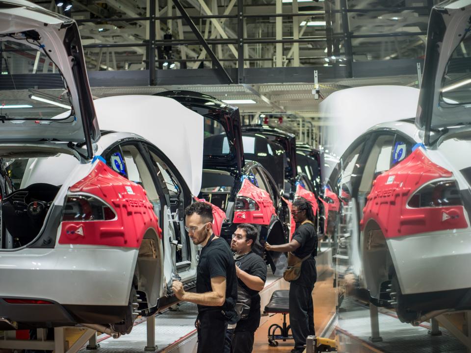 Workers at Tesla factory