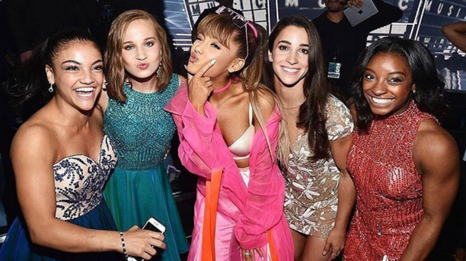 Farrah wasn’t the only one taking all the selfies, with the Olympics Gymnast ladies also stalking celebs for a quick pic - check out this shot with the gorge Ariana Grande.