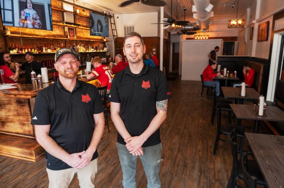 Jared Wolfe, left, and Sam Parker, owners of Wolfepack BBQ, which now has a brick-and-mortar location at 910 E. Fifth​ St. Zachary Linhares/zlinhares@kcstar.com