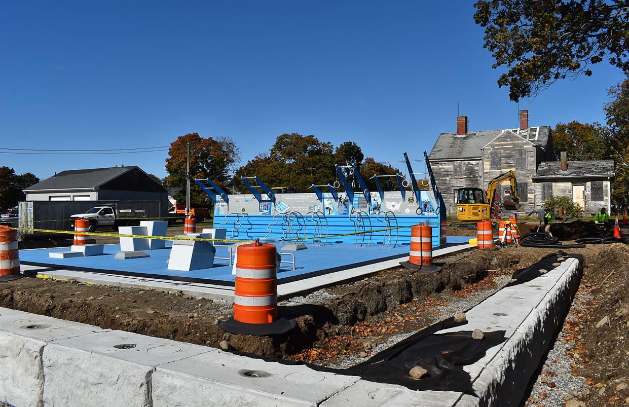 A new fitness court is being installed at Swansea Memorial Park behind the Gardner House on Milford Road, seen here on Monday, Oct. 23, 2023.