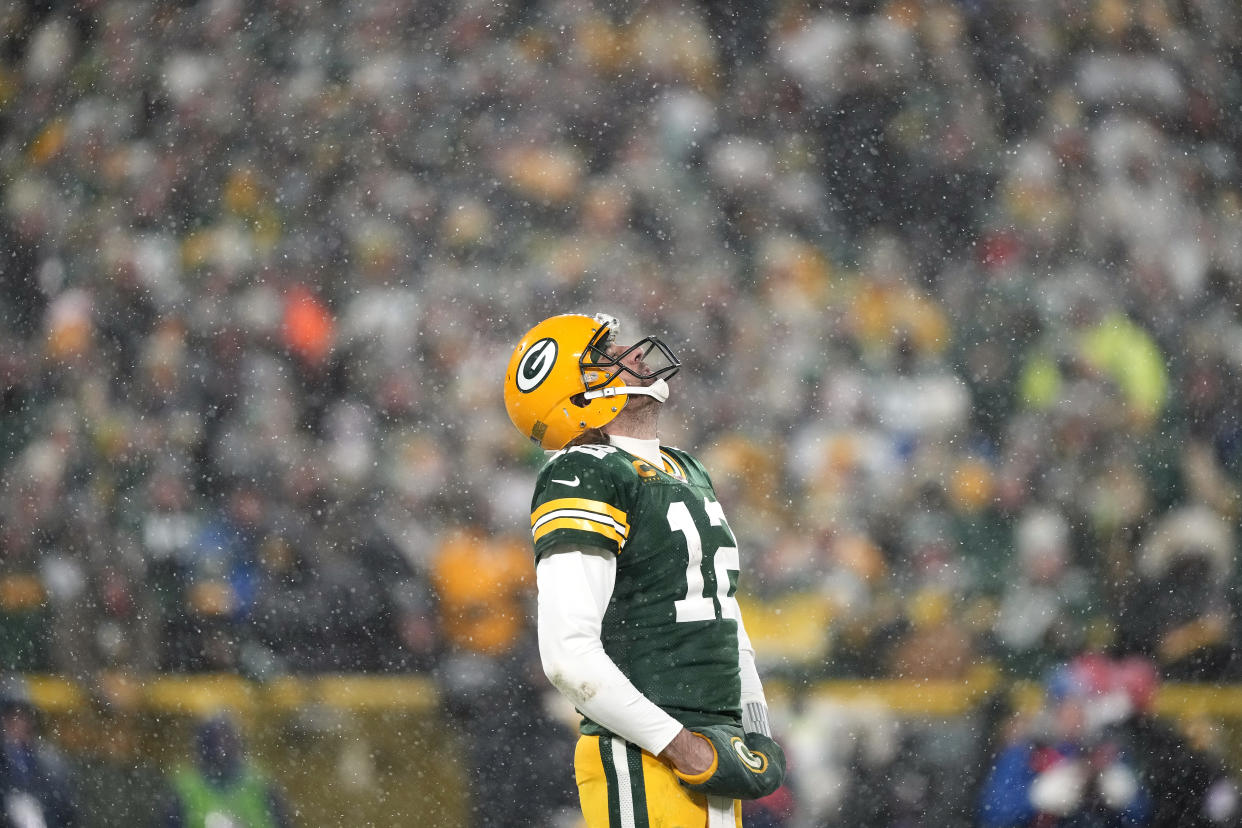 Aaron Rodgers and the Packers endured more playoff disappointment against the 49ers. (Photo by Patrick McDermott/Getty Images)