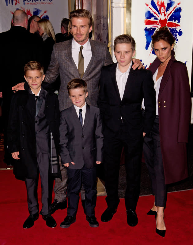 <b>David Beckham and Victoria Beckham</b><br><br> Victoria looks distinctly distant from her family here. David has his brood all within his wide wings and there’s no mistaking the family signals but Victoria is doing her signature look which is the fashionista pelvic jut and dipped chin perma-pout combo.<br><br> <b>Why it works:</b> So what if her pose is a stand-alone? David appears untroubled by it and he probably even admires her for all the work she puts in ensuring it’s perfect every time. Their signals suggest they are both perfectionists, being dedicated to work and family and to one another. <br><br>Image: REX