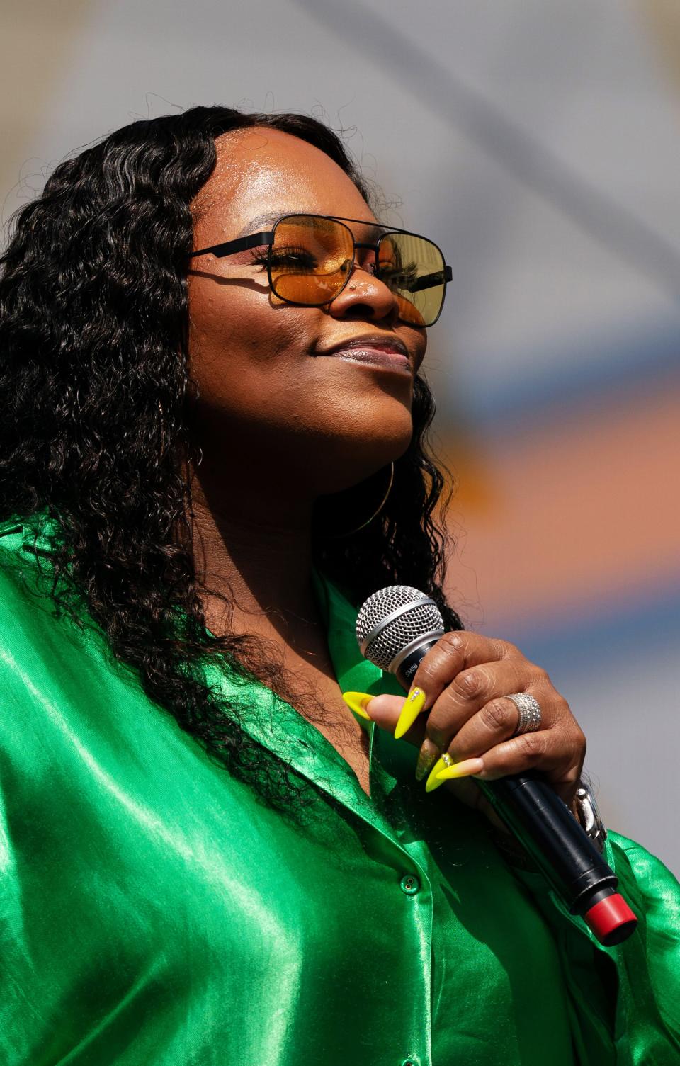 Tasha Cobbs Leonard performs on the Vibes Stage on the fourth day of CMA Fest in Nashville, Tenn., Sunday, June 11, 2023.