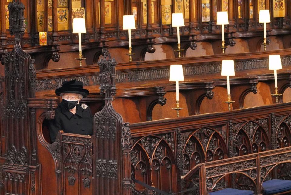 Queen Elizabeth II takes her seat for the funeral (Reuters)